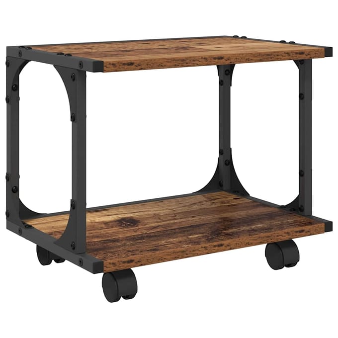 vidaXL - Printerstand - Oud - hout - 41 - x - 28 - x - 33,5 - cm - Bewerkt - hout