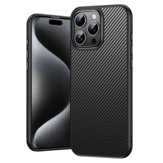 Mocaa iPhone 16 Pro Max Slim Carbon Pantser MagSafe Case Zwart
