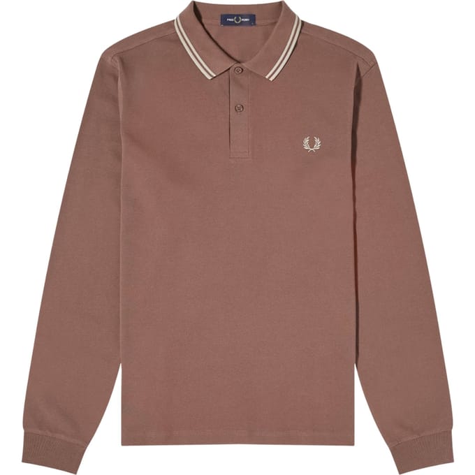 Fred Perry Maroon Long Sleeve Brick Brown Poloshirt