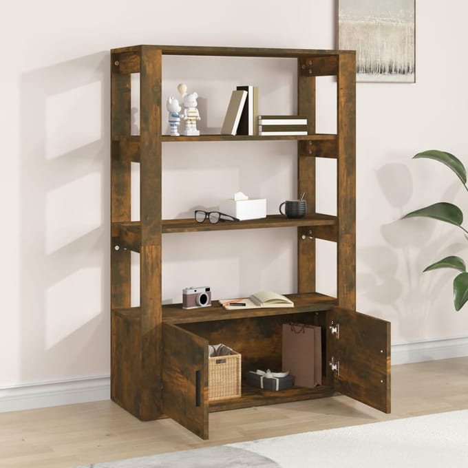 vidaXL - Dressoir - 80x30x119,5 - cm - bewerkt - hout - gerookt - eikenkleurig