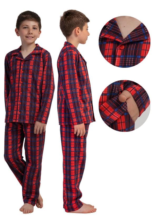 Jongenspyjama Lange Mouw En Lange Broek Vienetta 146 11/12 Met Knopen red