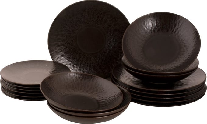 Palmer - Serviesset - Ruston - Bruin - Stoneware - Bordenset - 6 persoons - 18-delig