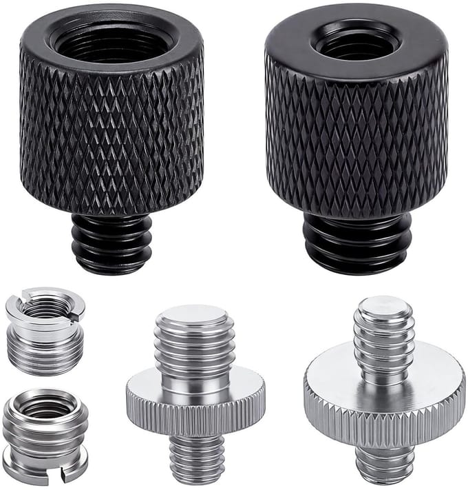 6-delige Tripod Schroefadapter 1/4 naar 3/8 Inch - Camera, Microfoon en Statief Schroeven - Aluminium Legering voor Stabiliteit en Duurzaamheid