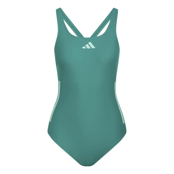 Dames 1 delige badpak met open rug adidas 3-Stripes