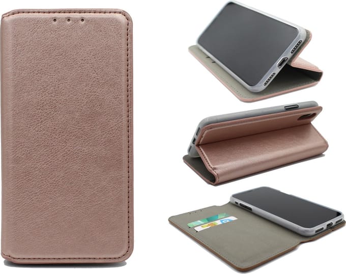 HB Hoesje Geschikt voor Apple iPhone 11 Pro Max - Rosegoud - Luxe Kunstlederen Slim Portemonnee Book Case