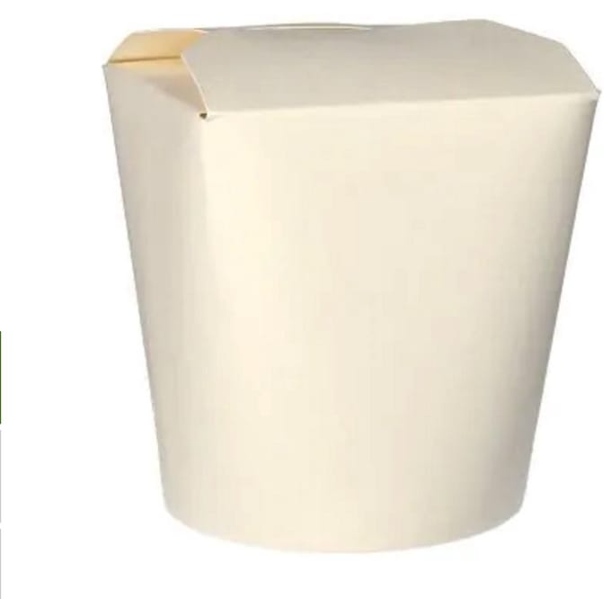 50 Kartonnen Pasta-boxen rond 950 ml 11 cm x 10,5 cm x 9,3 cm wit
