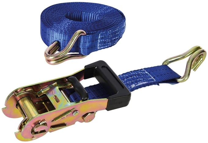 Silverline Sjorband met ratel - 6 meter - 2000 kg capaciteit - weerbestendig polyester - blauw