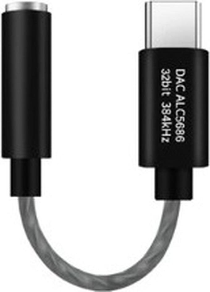 DrPhone H5 PRO USB C naar 3,5 mm DAC hoofdtelefoonversterker - Realtek Alc5686 - Oortelefoon Versterker Met Digitale Decoder & Hifi Adapter - 384 Khz 32-Bit – Zwart/Grijs