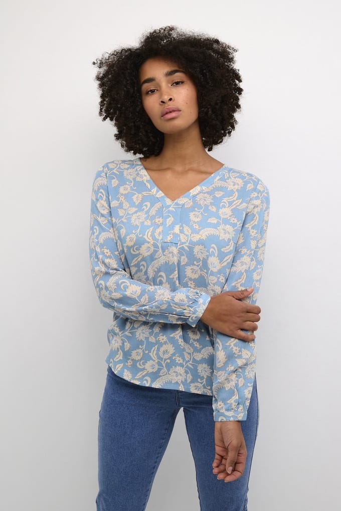 Kaffe KAamber Blouse LS Printed Dames Blouse - Maat 40
