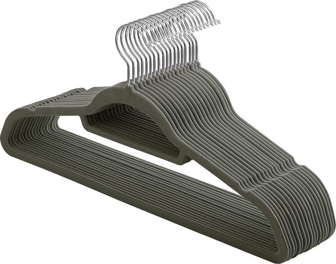 Songmics - Kledinghanger - fluweel - 20 Stuks - Antislip - grijs