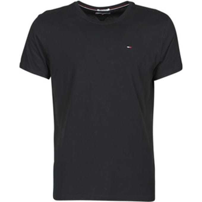 Tommy Hilfiger Classique Simple Couleur Unie Coton Respirant Polyvalent Col Rond Manches Courtes T-shirt Hommes hauts Noir DM0DM04411078 S black