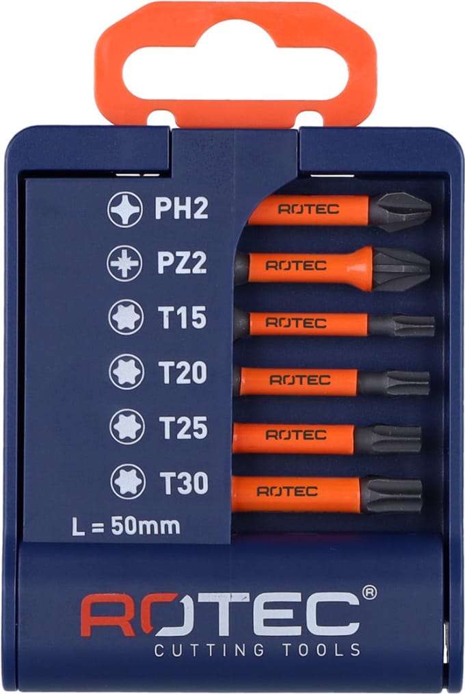 Rotec bitset 'IMPACT', 6-delig, E6,3 x 50mm, PH-PZ-T
