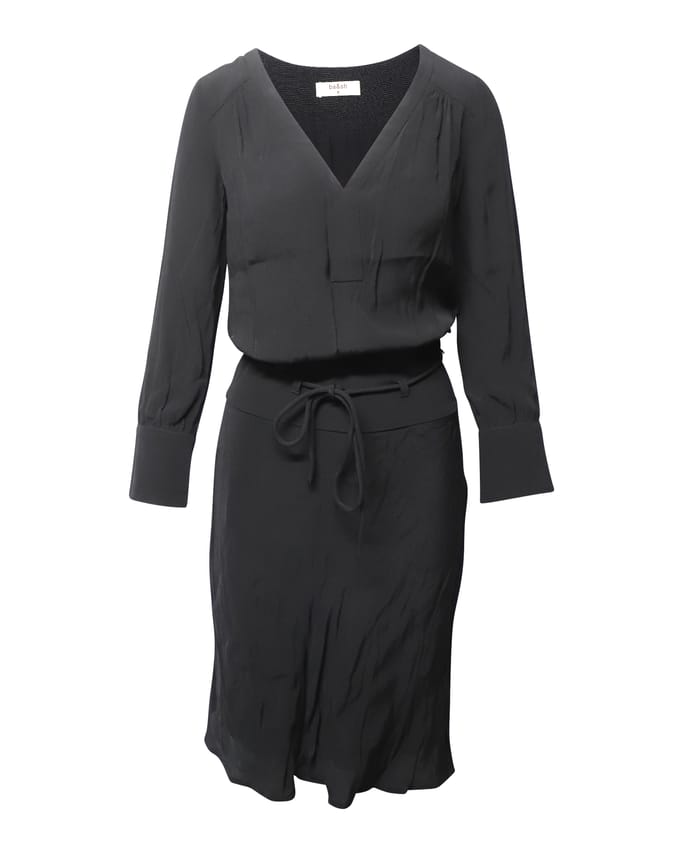 Ba&sh midi-jurk met lange mouwen in zwarte viscose