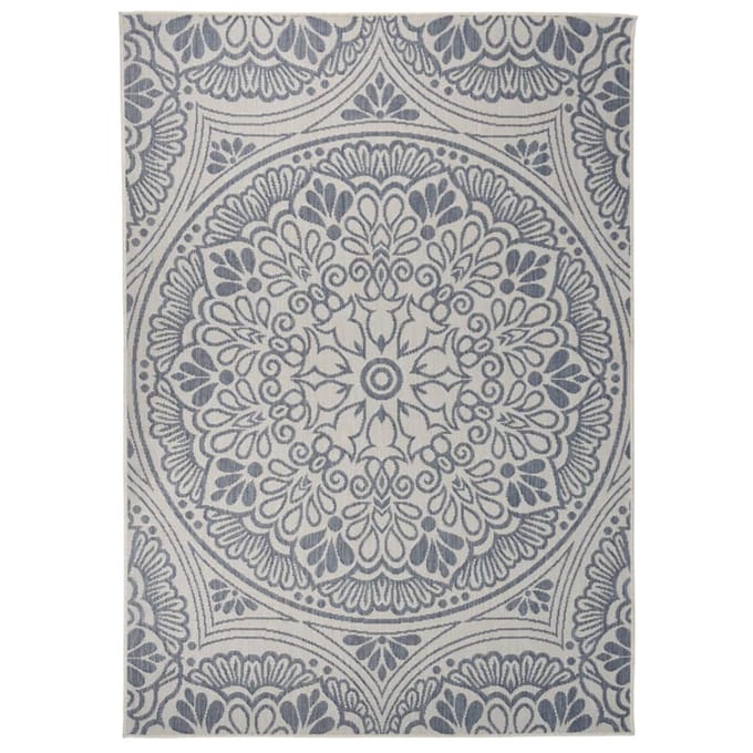 vidaXL - Buitenkleed - met - patroon - platgeweven - 140x200 - cm - blauw