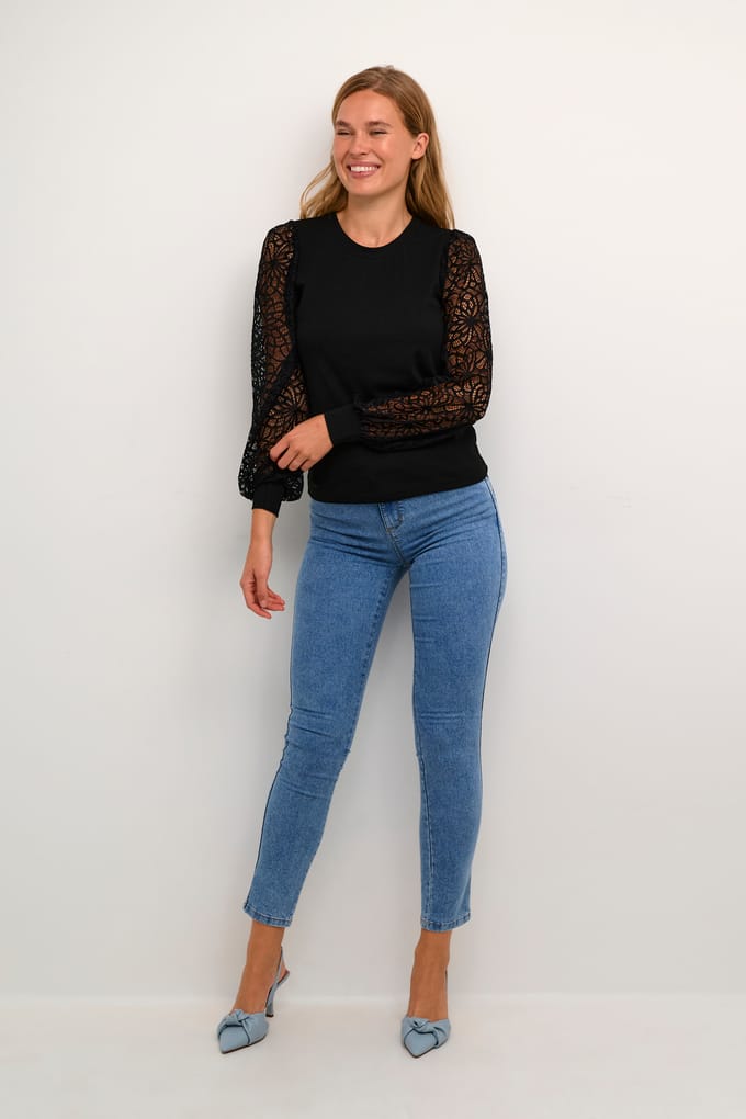 T-shirt met lange mouwen Regular fit black
