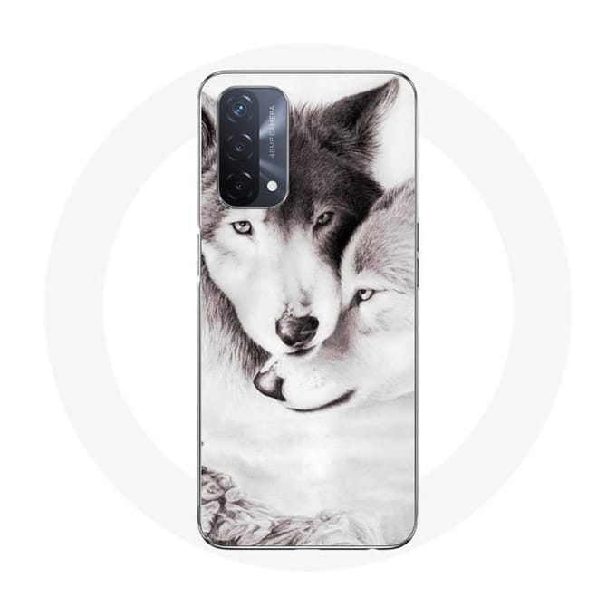 Oppo A93 5G hoesje De wolf en de wolvin Zwart-wit dier
