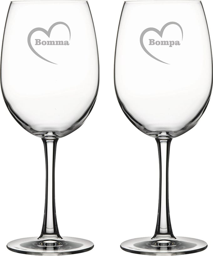 Rode wijnglas gegraveerd - 58cl - Bomma-Bompa-hartje