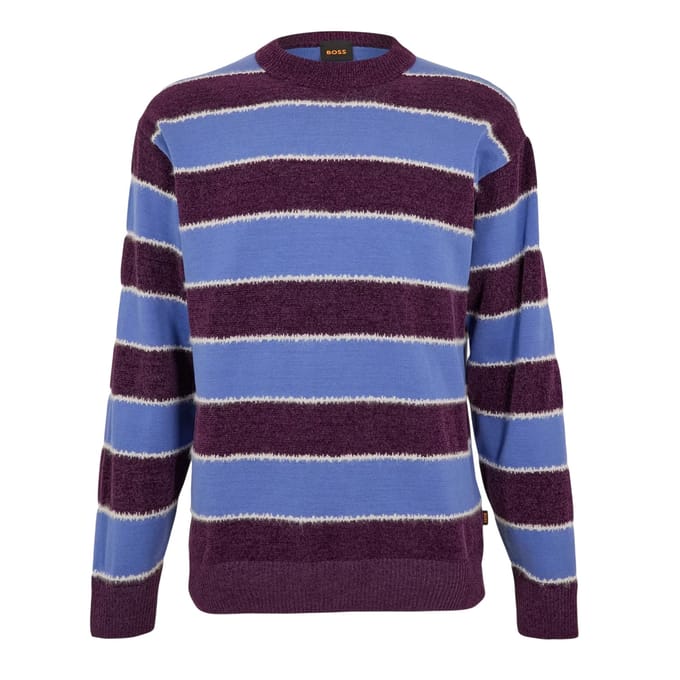 Boss Heren Gestreepte Sweater Top (Paars/Blauw)