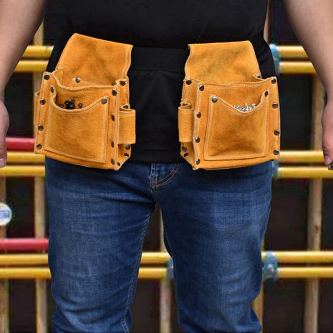 Gereedschapsheuptas Multifunctioneel Draagbaar Verdikt Rundleer Hardware Gereedschapsopbergkit orange