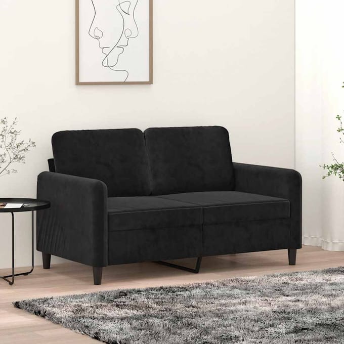 vidaXL - Tweezitsbank - 120 - cm - fluweel - zwart