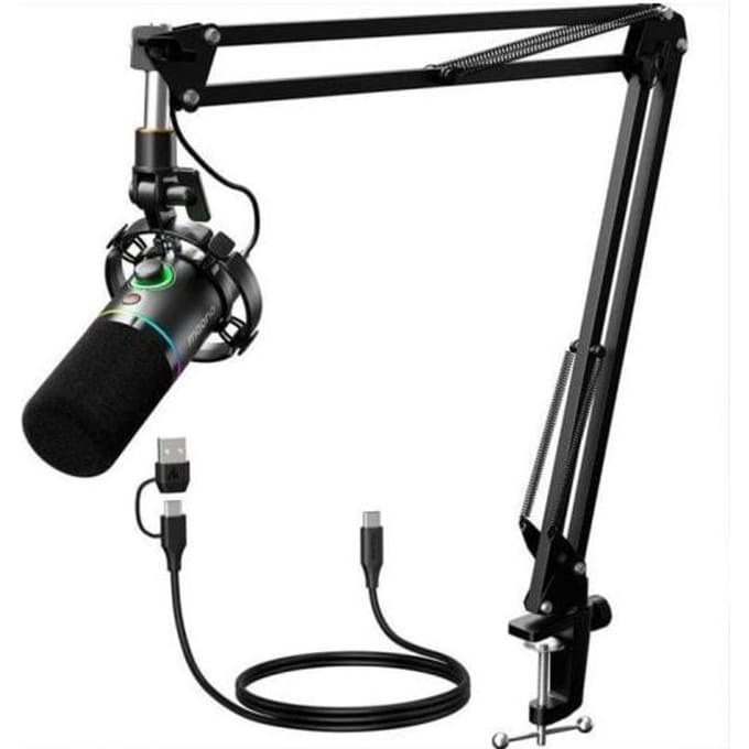 Maono PD200XS - XLR Dynamische RGB Microfoon met Telescopische Arm (66cm!) - PC - USB-microfoon voor Streaming / Podcast / Studio / Gaming / PS4/5 / Mac