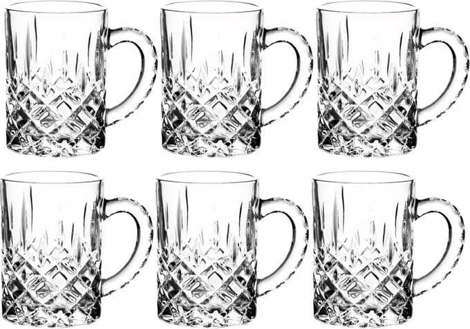 Luxe Glazen zilvere rand met oortje - set van 6 stuks