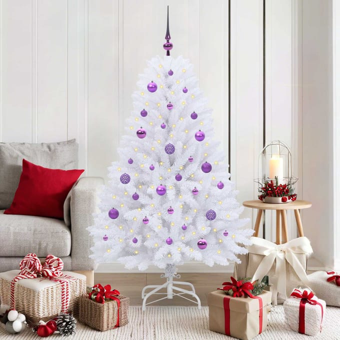 vidaXL Kunstmatige Inklapbare Kerstboom Wit 150 cm PVC en staal
