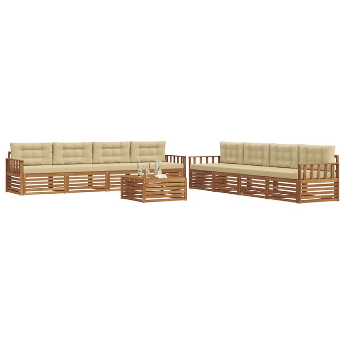 vidaXL - Buiten - bank - set - 9 - st - Natuurlijk - en - Beige