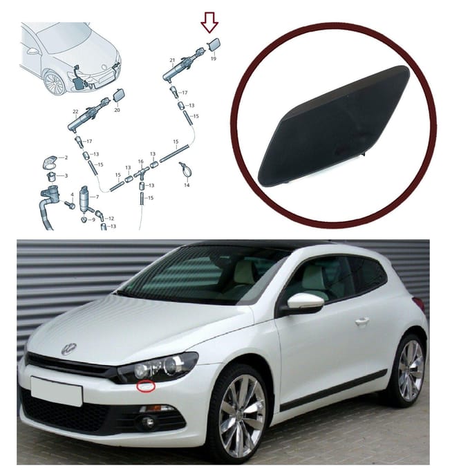 BSP1017-1 Koplamp Sproeierkap Links 1K8807937 voor VW Scirocco 2015-2017