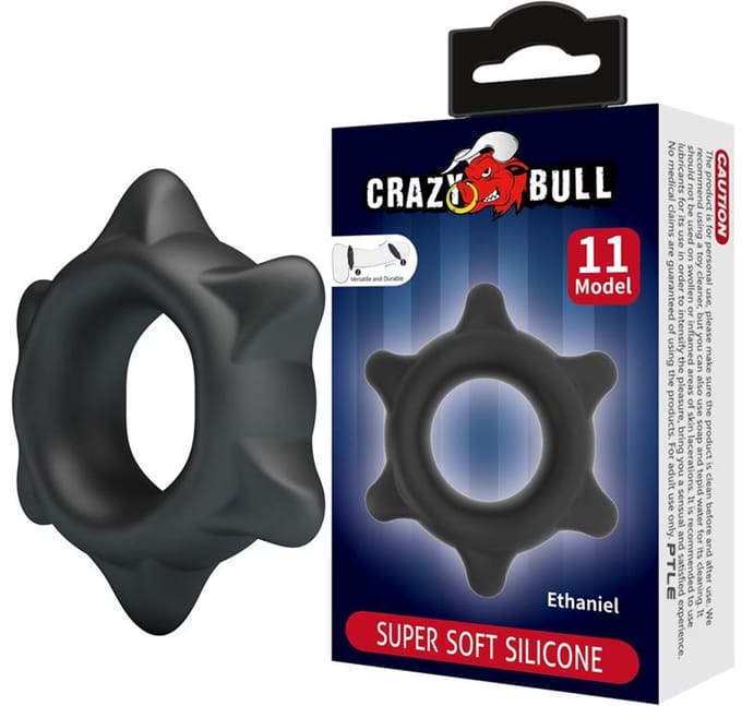 Crazy Bull - Ethaniel - Super Soft Siliconen Cockring - Model 11 - Zwart