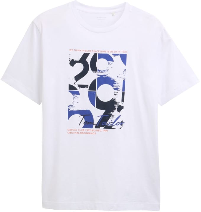 Tom Tailor - Heren t-shirt - Maat L - Mannen - wit - katoen