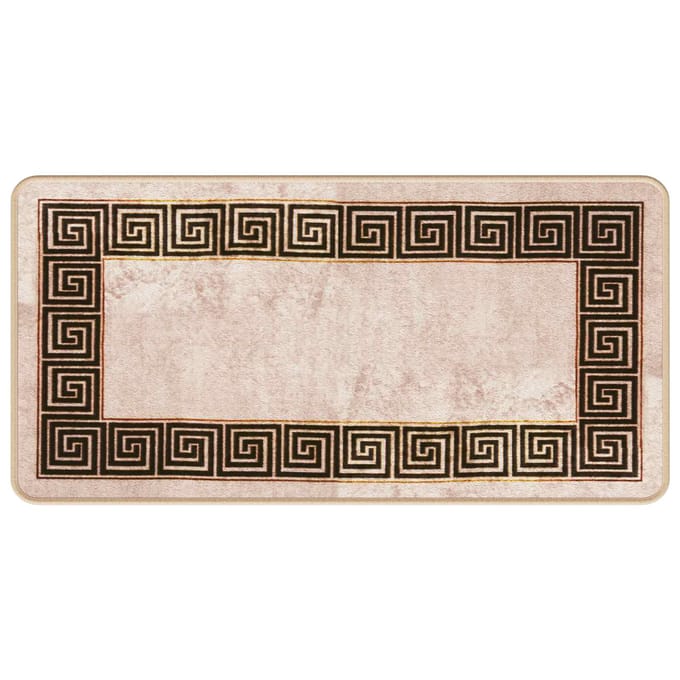 vidaXL - Tapijt - Runner - MARSA - Beige - en - Zwart - 50 - x - 100 - cm - Polyester - en - PVC