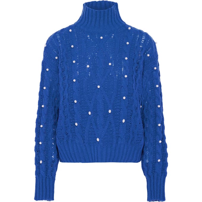Faina trui met parels Dames KONING BLAUW
