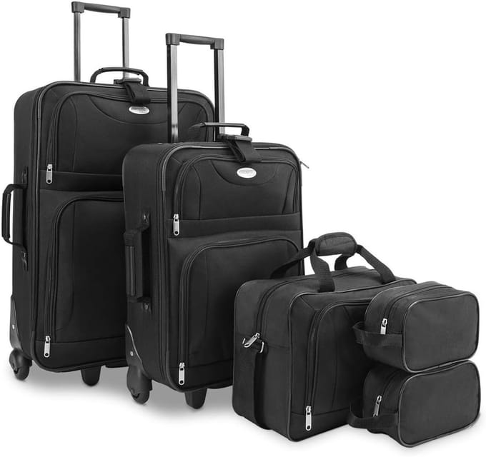 Lichte 5-delige Koffer Set met Telecopisch Handvat en Uitbreidbare Trolleys