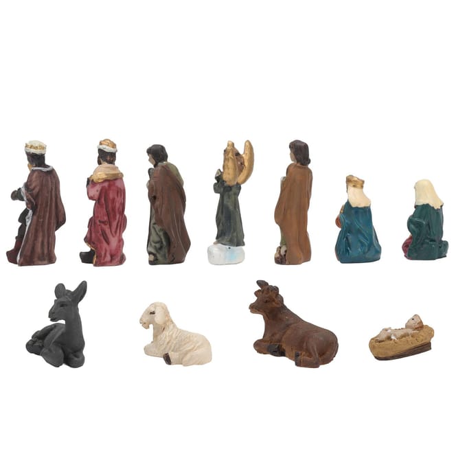 11 Stuks Kerst Hars Kerststalsets Levendig Realistisch Kerst Ornament Cadeaus voor Vakantie Bureau black