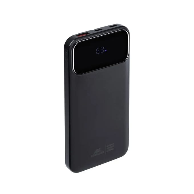 RivaCase VA2211 - Powerbank 10.000 mAh - Snellader - Display - 3 Kabels: USB-C/USB-A/Lightning