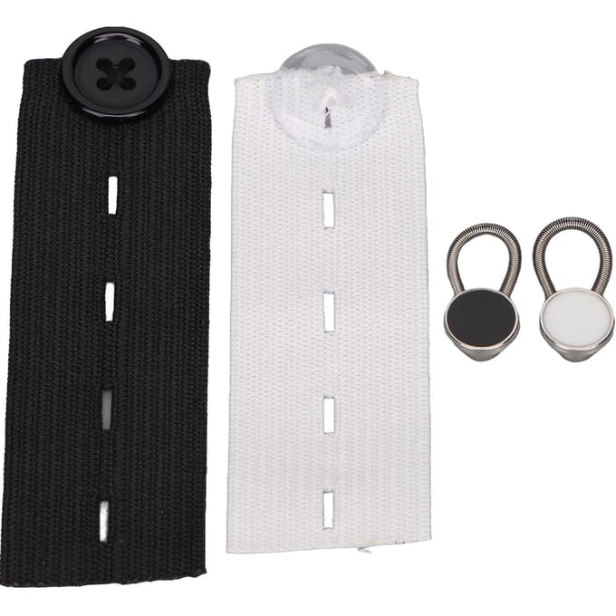 Set van 20 verlengknopen met 10 elastische tailleverlengknopen en 10 kraagverlengknopen voor white