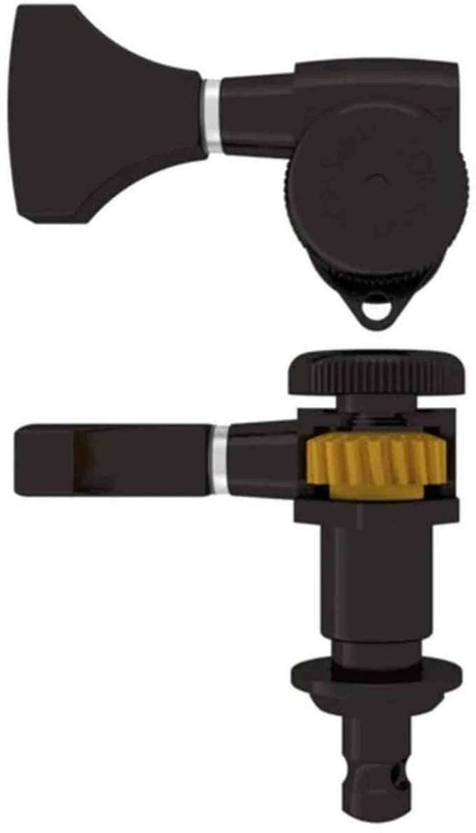 Hipshot HS6GL0BT-21 Guitar tuner, Grip-Lock open, 21.0mm (0.827) post height, treble side, zwart