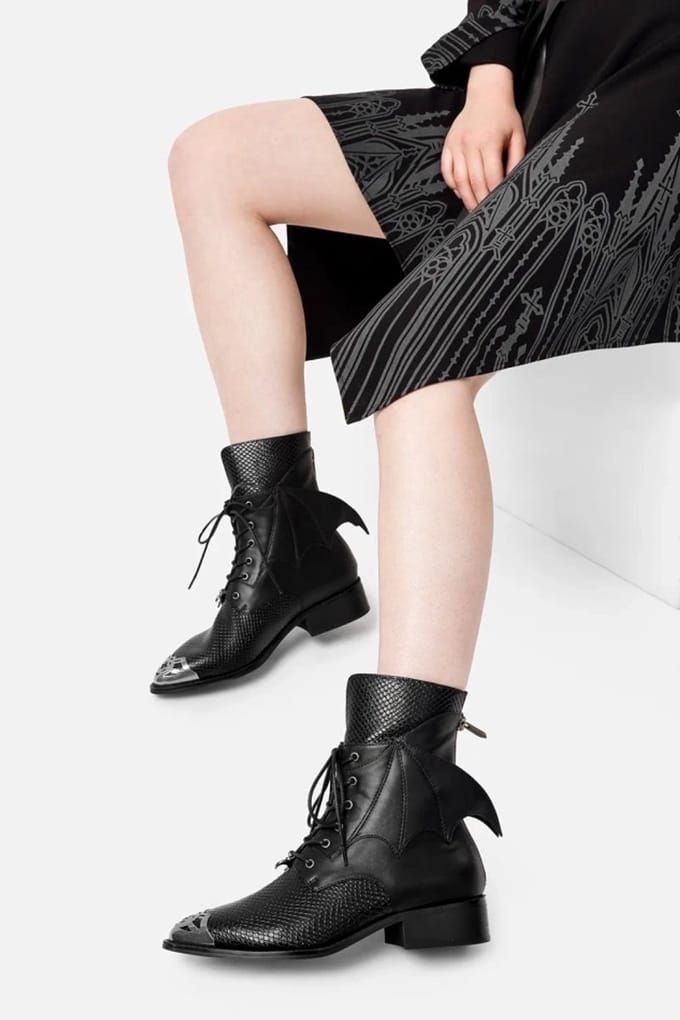 Restyle - Shadow Wing Pikes Enkellaars - 41 Shoes - Zwart