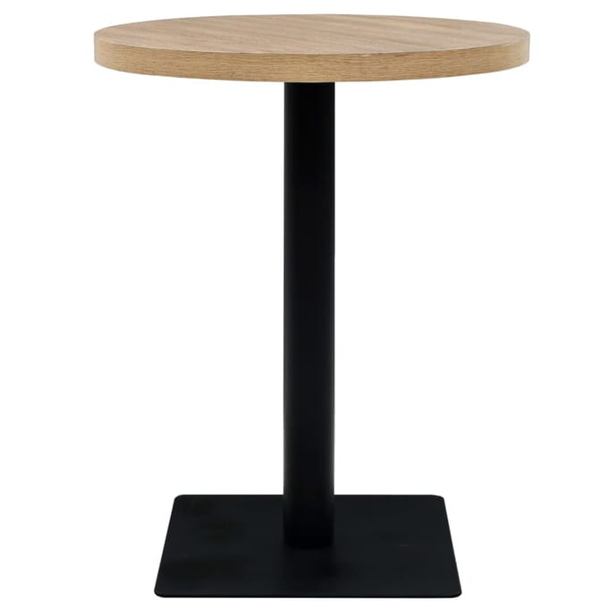 vidaXL - Bistrotafel - rond - 60x75 - cm - MDF - en - staal - eikenkleur