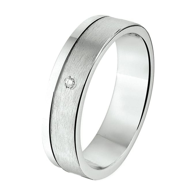 Gerhodineerd Zilver Ring A306 - 5 Mm 0.01Ct H Si 1315531