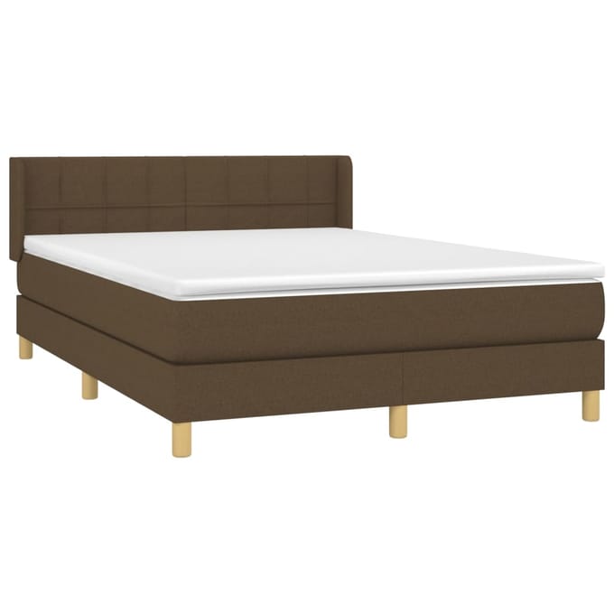 vidaXL - Boxspring - met - matras - stof - donkerbruin - 140x200 - cm