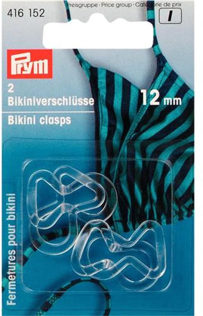 Prym Bikini Ceintuursluiting Kunststof Lus Transparant 12 mm – 2 Stuks – Transparante Bikini Sluiting