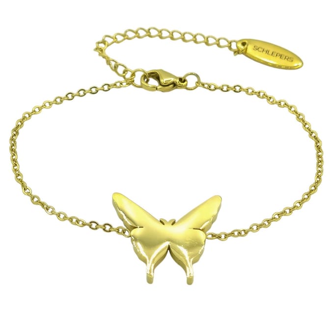 Vlinder armband - Premium gold-plated staal - 17 + 5 cm