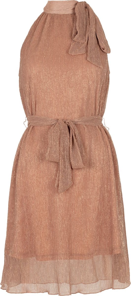 Freebird F-jer-plisse-lurex-26-2 Dames - Jurk - Beige - Maat S