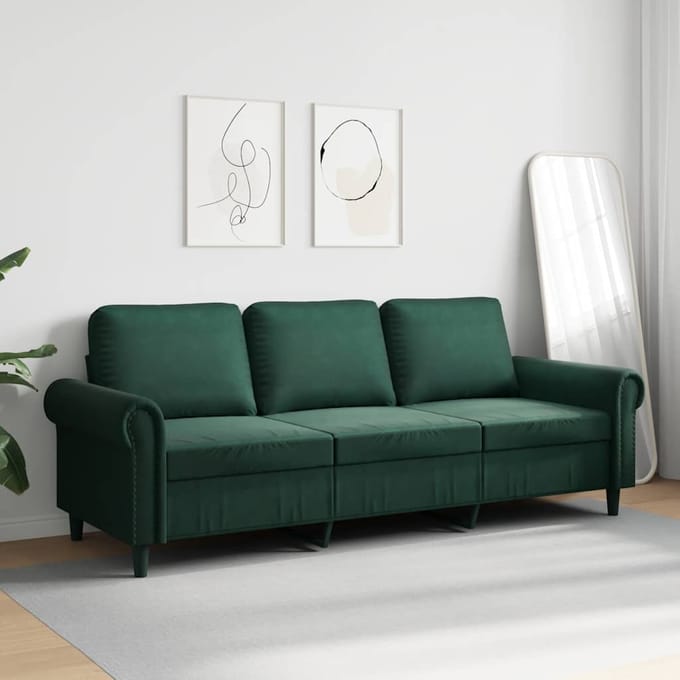 vidaXL - Driezitsbank - 180 - cm - fluweel - donkergroen
