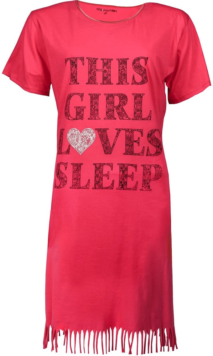 Temptation Dames Nachthemd - Met Franjes - Rood - Maat M