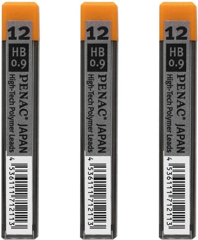 Penac Hi-Tec Polymer - Leads vulpotlood vulling - 0.9mm - Navulling - HB - 36 stuks