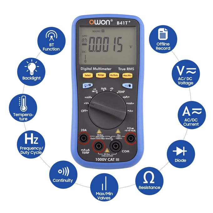 OWON B41T+ Digitale BT-multimeter met offline registratie 22000 tellingen True RMS Auto-ranging Elektrisch