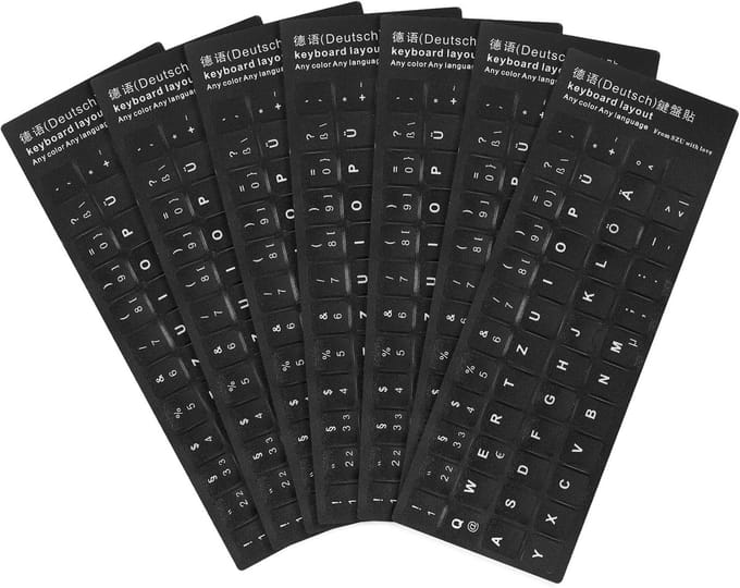 Solidchoice - Set van 7 Duitse Toetsenbordstickers voor Laptop